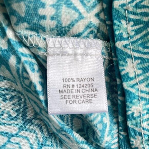 Karissa and Me Flare Sleeve Top Womens Small Teal Blue Aztec Print NEW - Picture 7 of 11